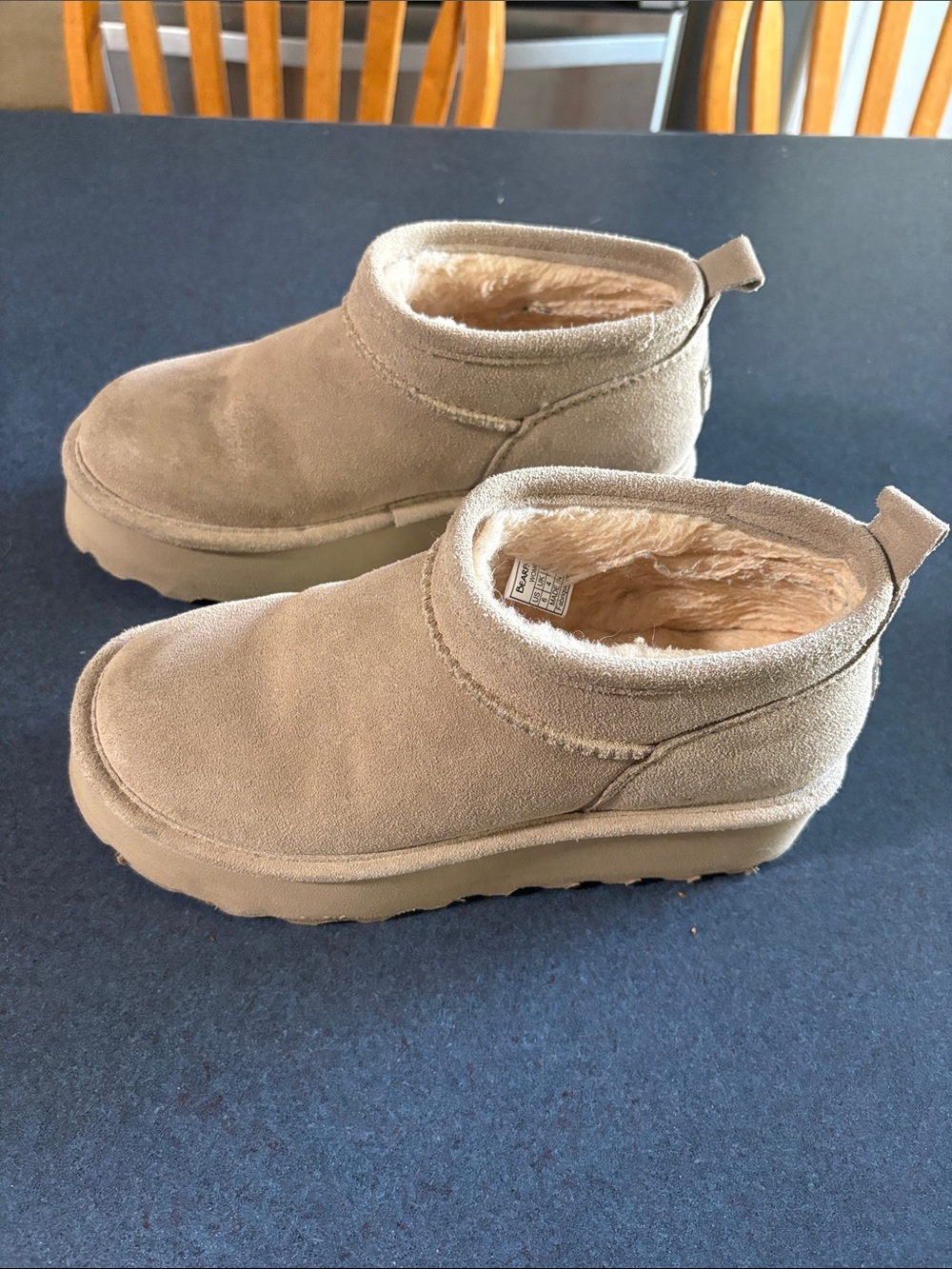BearPaw Tan Slip-On Plush Lined Booties